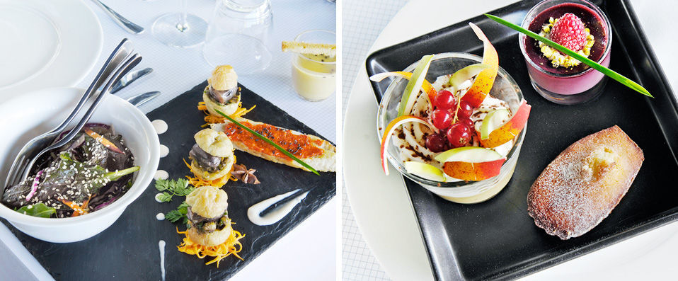 L'Ermitage Hôtel ★★★★ Cuisine à manger - Pause avec vue panoramique sur Lyon et ses Monts d’Or. - Région de Lyon, France