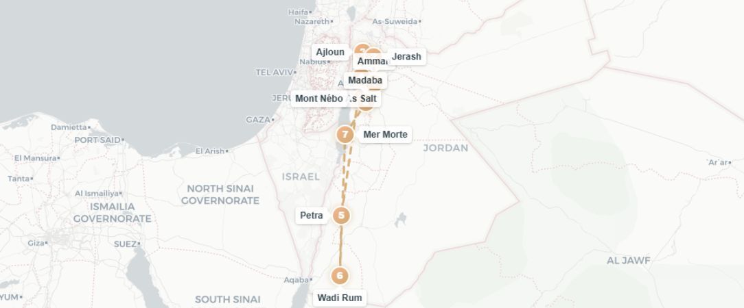 Les secrets de la Jordanie - Circuit de 8 jours : parcourez la Jordanie, un trésor à ciel ouvert. - Jordanie : Amman, Petra, Wadi Rum