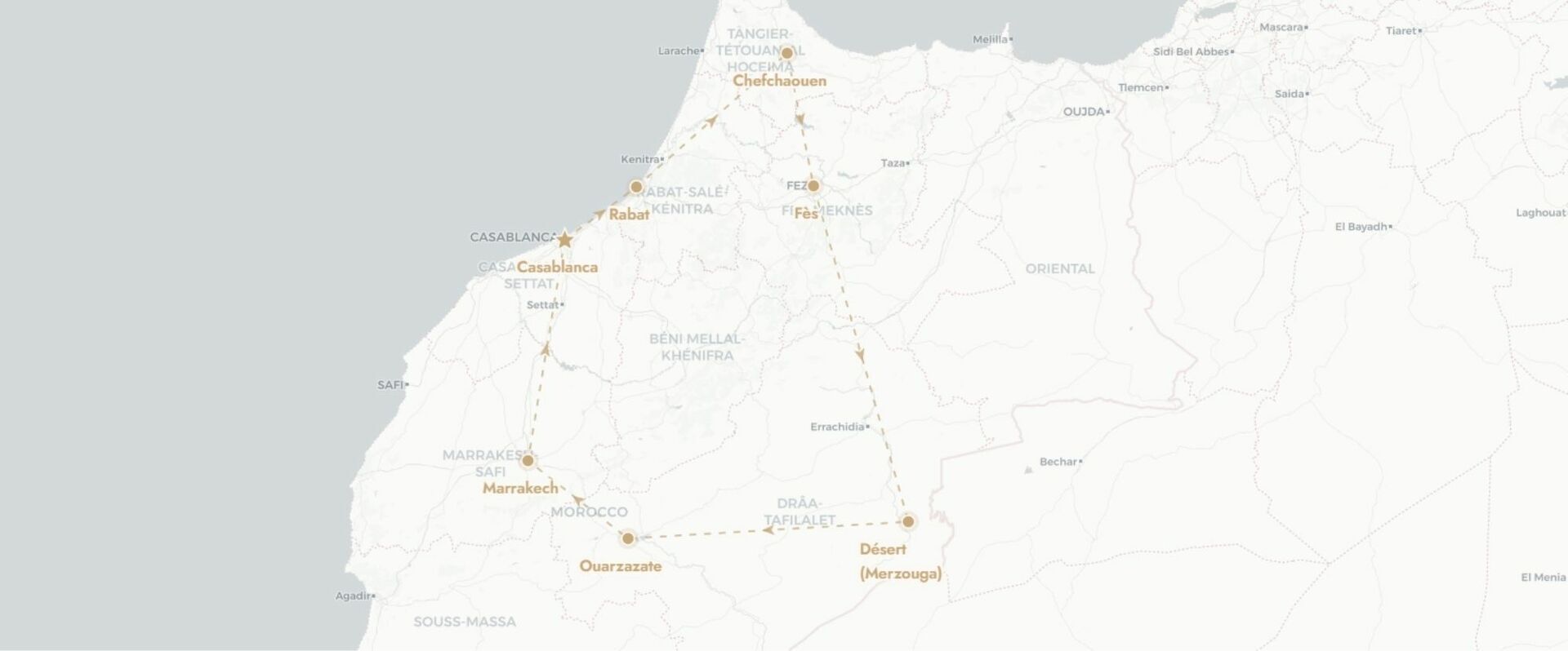 Grand Tour Impérial & aventure dans le désert - Circuit privatif de 9 nuits à travers les cités impériales du Maroc, des montagnes de l’Atlas aux dunes dorées du Sahara, jusqu’à la fascinante Marrakech. - Maroc : Casablanca, Chefchaouen et Marrakech