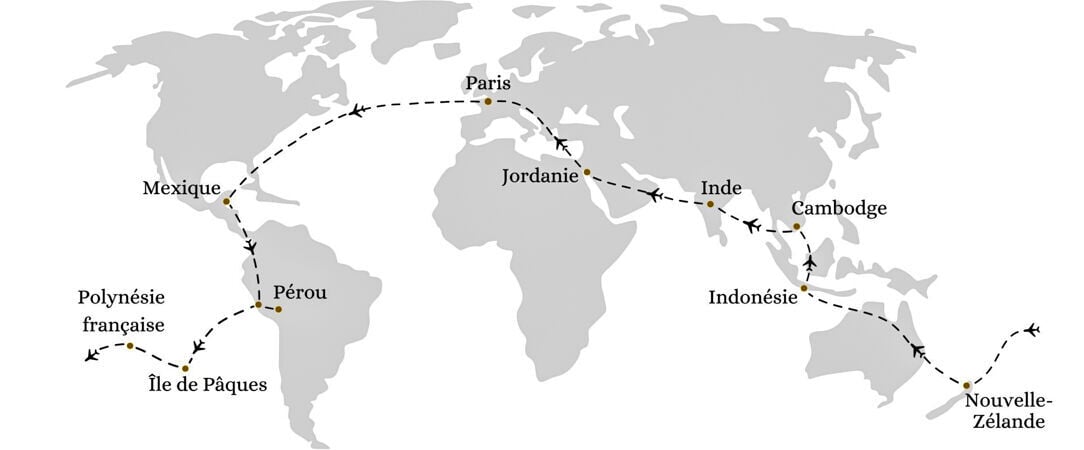Tour du monde en avion privatisé : Visages et Civilisations du Monde avec Ciels du Monde -  - 3 continents, 9 pays