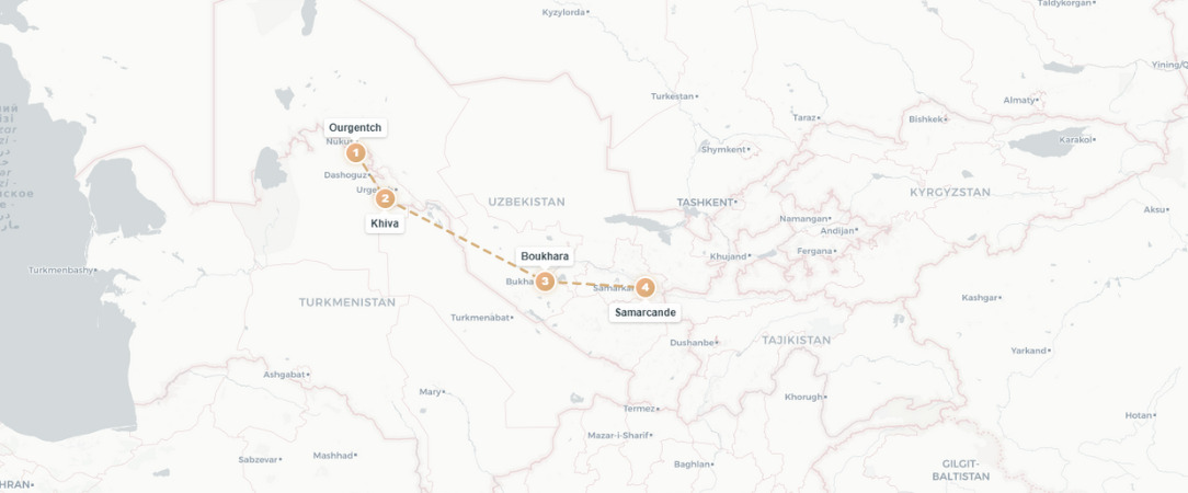 Sur la Route de la Soie, entre cités légendaires et déserts d’or - Un voyage au cœur de l’Asie centrale, entre palais somptueux et déserts infinis d’Ouzbékistan. - Ouzbékistan : Khiva, Boukhara & Samarcande