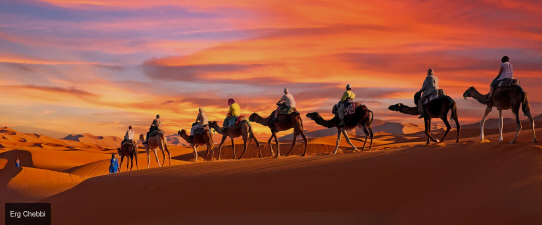 Escapade marocaine, de Marrakech au Sahara - Circuit privatif de 7 nuits, de Marrakech aux dunes dorées de Merzouga, entre kasbahs, vallées, palmeraies et nuit sous les étoiles. - Maroc : Marrakech, Ouarzazate & Sahara