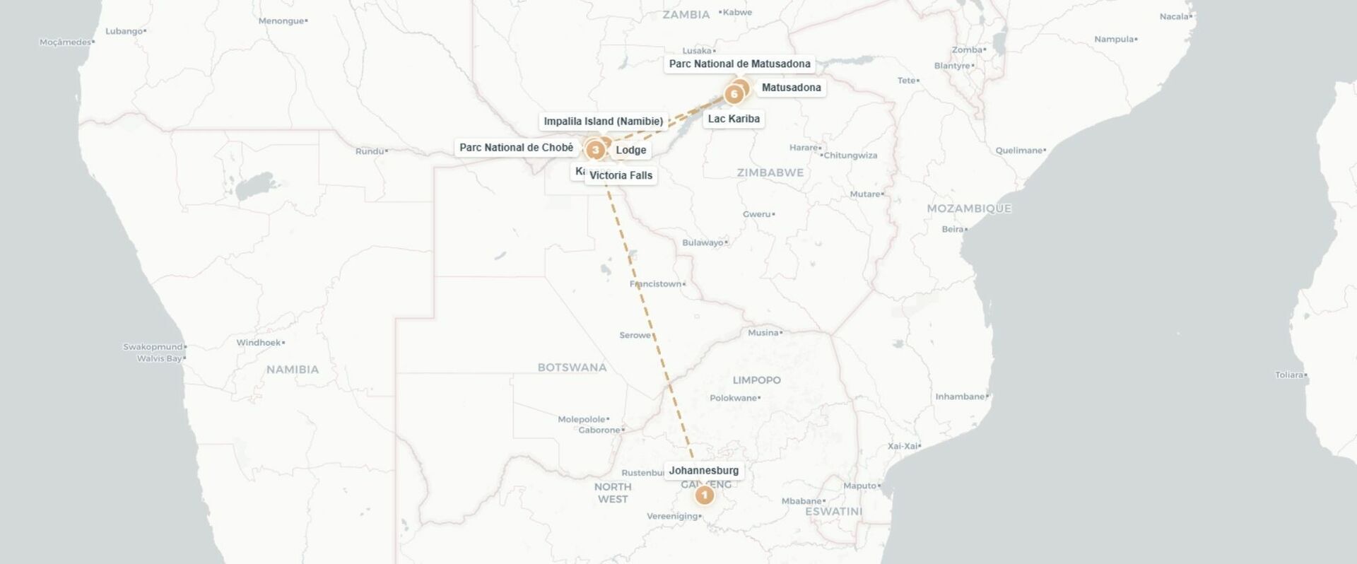 L’Afrique Australe à bord du Zimbabwean Dream - Croisière-safari de 8 nuits en Afrique australe ; parcs mythiques de Chobé et de Matusadona, traditions namibiennes et paysages grandioses des chutes Victoria. - Afrique australe