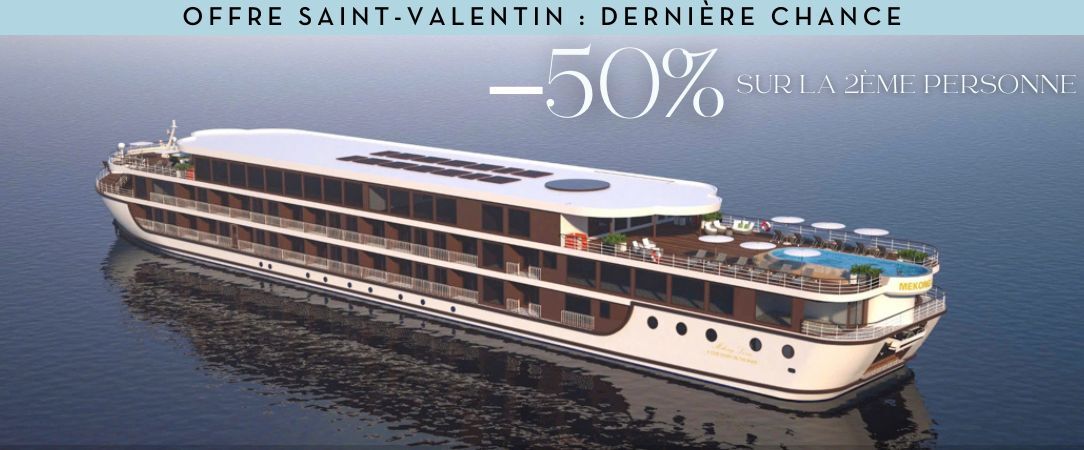 Le Mékong, rêve et élégance avec Rivages du Monde ★★★★★ - Croisière de 11 nuits entre le Cambodge et le Vietnam à bord du Mekong Romance *****, de Saïgon aux temples d’Angkor ou d’Angkor à Saïgon. - Cambodge & Vietnam : Angkor, Mékong & Saïgon