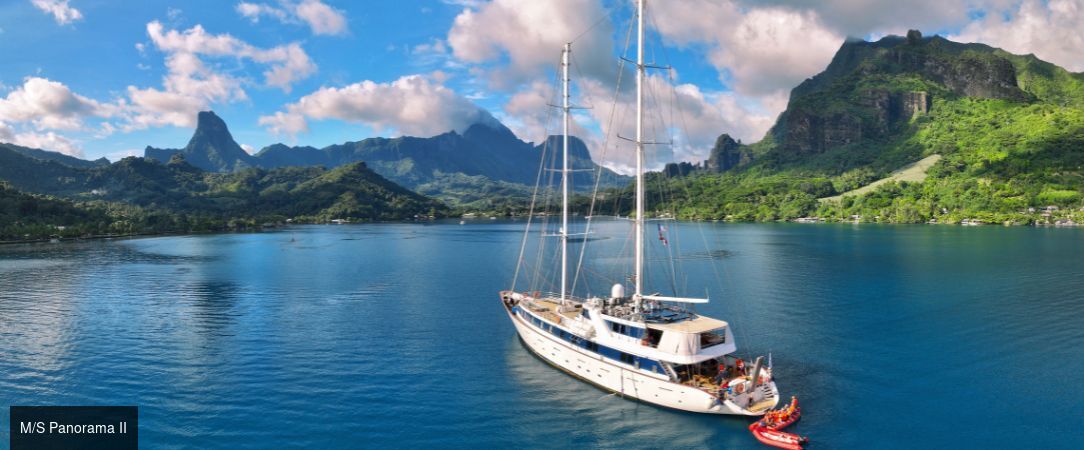 Croisière en Polynésie Française à bord du M/S Panorama II - Croisière de 7 nuits en Polynésie française à bord du M/S Panorama II, à la découverte de Tahiti, Moorea, Bora Bora et des îles de la Société, en pension complète. - Tahiti et les îles de la Polynésie française