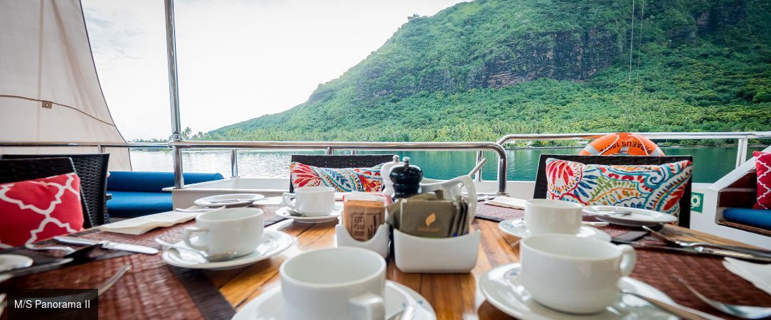 Croisière en Polynésie Française à bord du M/S Panorama II - Croisière de 7 nuits en Polynésie française à bord du M/S Panorama II, à la découverte de Tahiti, Moorea, Bora Bora et des îles de la Société, en pension complète. - Tahiti et les îles de la Polynésie française