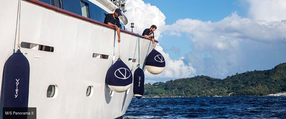 Croisière en Polynésie Française à bord du M/S Panorama II - Croisière de 7 nuits en Polynésie française à bord du M/S Panorama II, à la découverte de Tahiti, Moorea, Bora Bora et des îles de la Société, en pension complète. - Tahiti et les îles de la Polynésie française