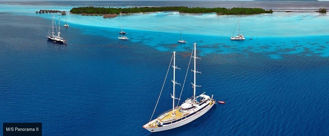 Croisière en Polynésie Française à bord du M/S Panorama II - Croisière de 7 nuits en Polynésie française à bord du M/S Panorama II, à la découverte de Tahiti, Moorea, Bora Bora et des îles de la Société, en pension complète. - Tahiti et les îles de la Polynésie française