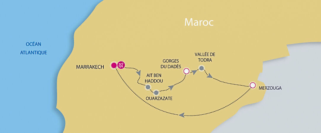 Marrakech et les portes du désert - Circuit de 4 à 11 nuits de Marrakech aux dunes de Merzouga, à travers kasbahs, gorges et désert de sable. - Maroc : Marrakech & Grand Sud