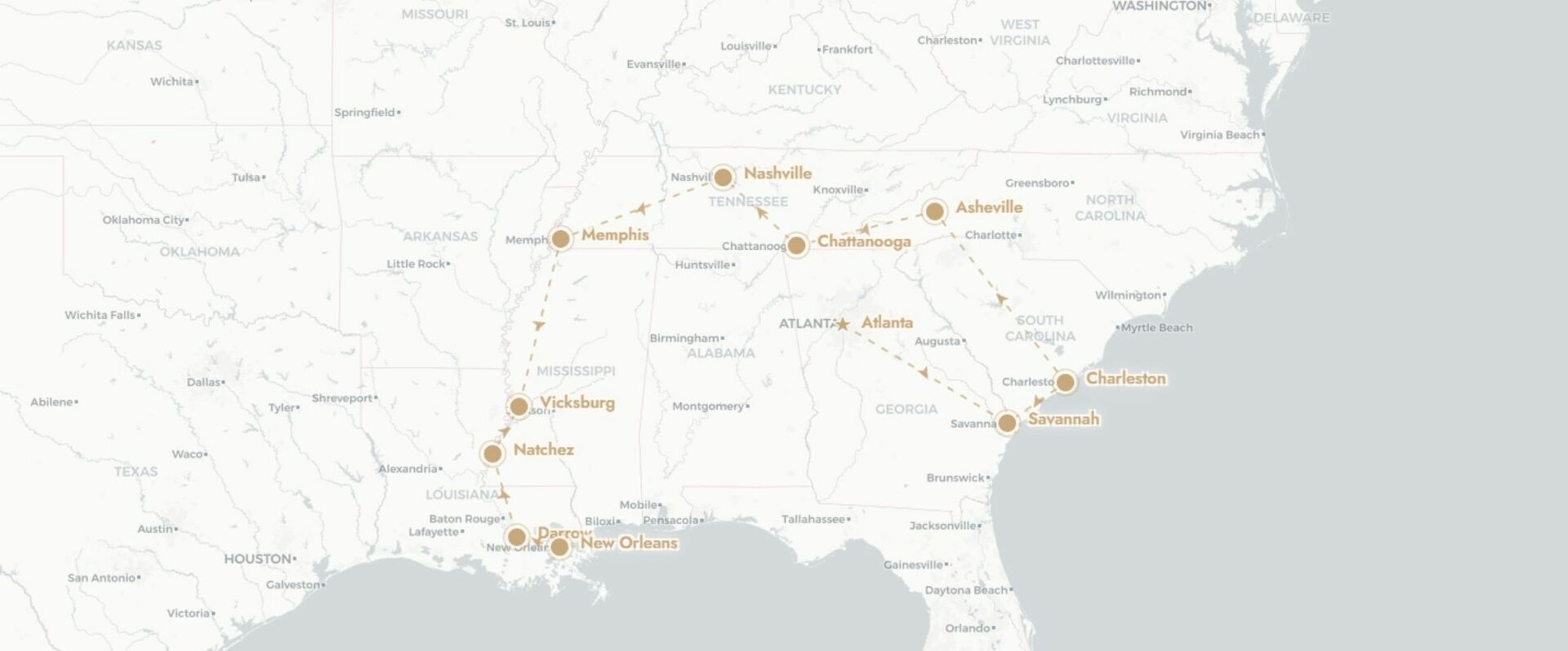 À la découverte du Sud : berceau du blues, de la country et du jazz - Autotour de 14 nuits à travers le Sud américain, d'Atlanta à La Nouvelle-Orléans, entre plantations historiques, musique live et traditions créoles. - États-Unis : Sud-Américain