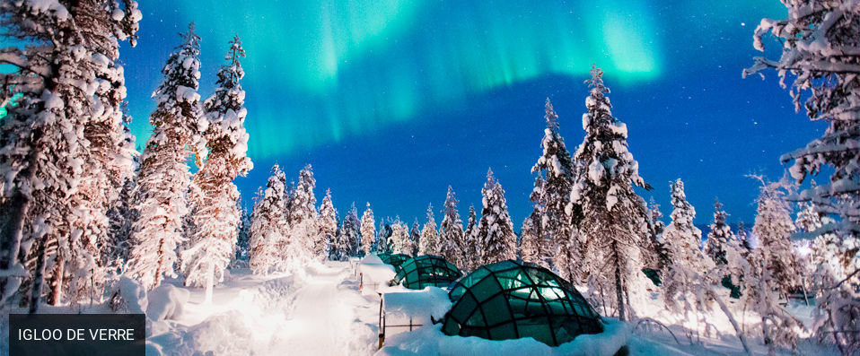 Aurores boréales & nuit unique dans un igloo lapon - Paradis blanc, igloo de verre & aurores boréales en Laponie finlandaise. - Laponie, Finlande