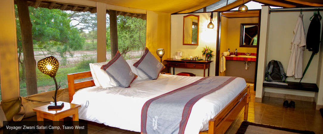 Kenya : Évasion sauvage & Farniente - Safari de 8 nuits entre les terres rouges de Tsavo et les eaux turquoise de Diani Beach, mêlant aventure sauvage et farniente tropical. - Kenya : Dani Beach & Tsavo