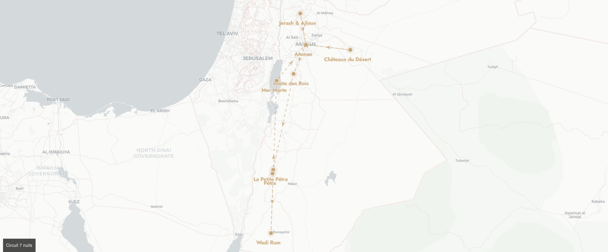 Les joyaux de la Jordanie - Circuit groupé de 5 à 7 nuits à travers les merveilles de la Jordanie, d'Amman à Wadi Rum en passant par Pétra, en pension complète. - Jordanie : Amman, Pétra & Wadi Rum